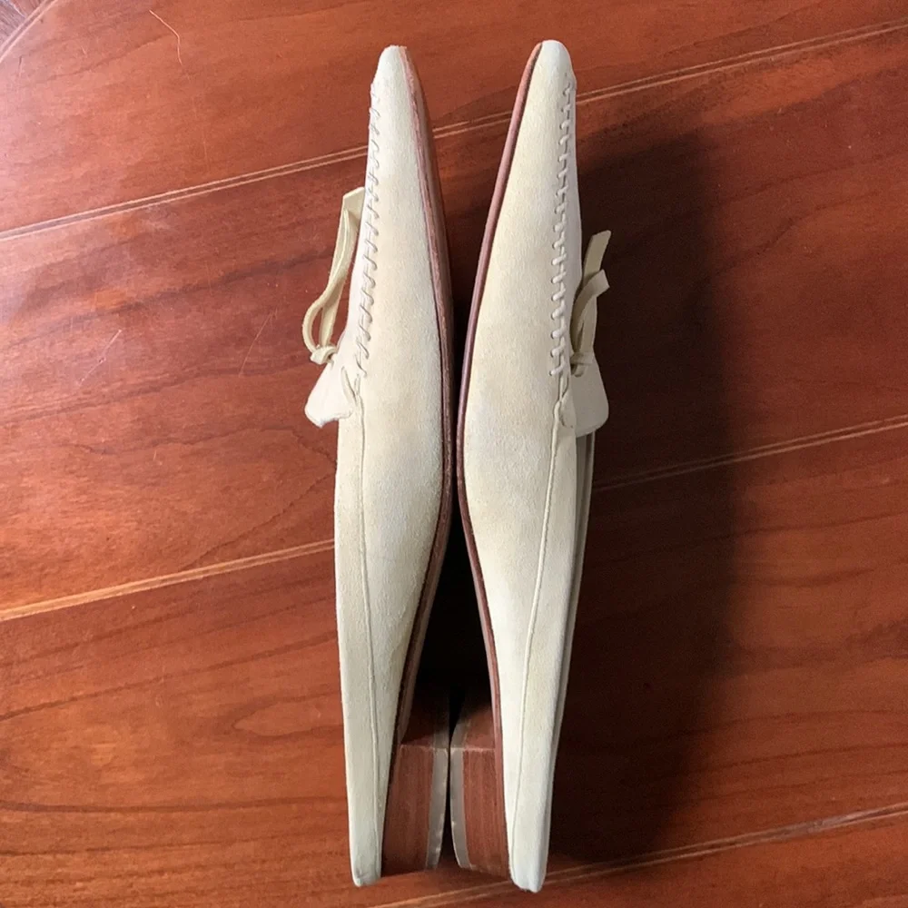 Vintage Fratelli Rossetti Pale Yellow Suede Mules - Picture 6 of 10